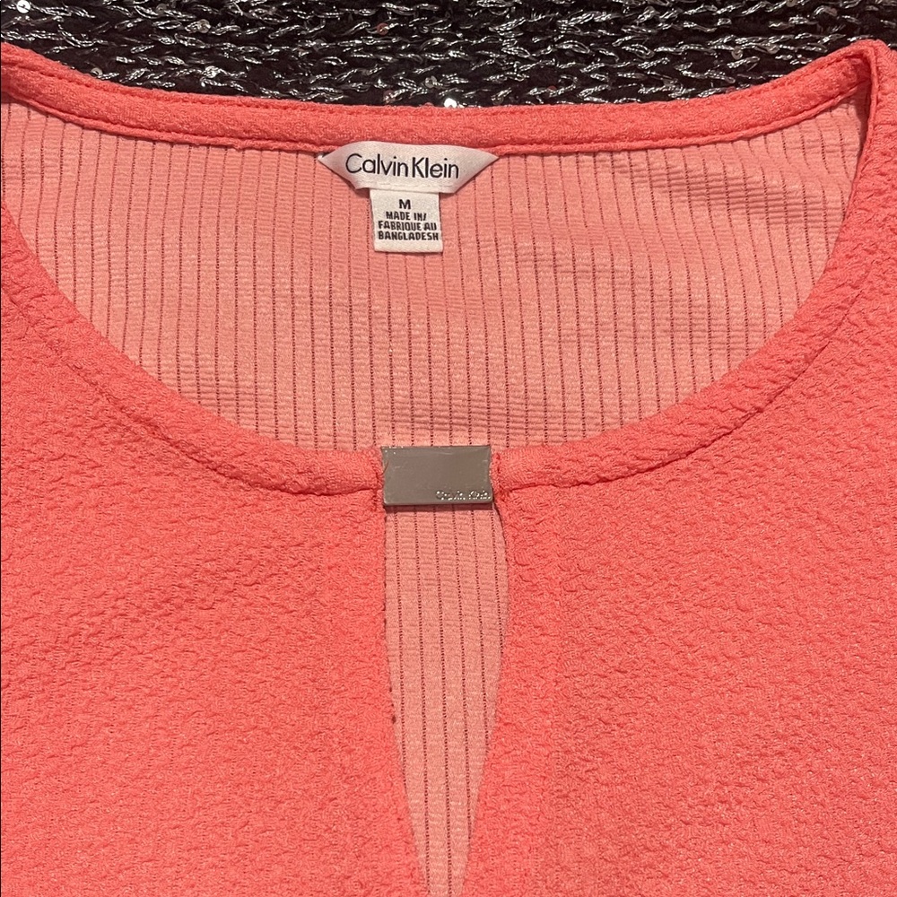 Calvin Klein Textured Coral Blouse